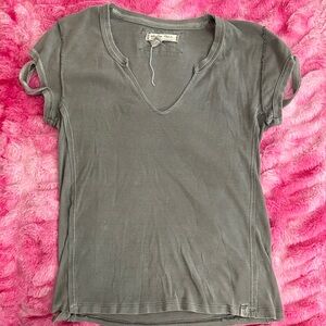 Free People Distressed Charcoal Short Sleeve Tee